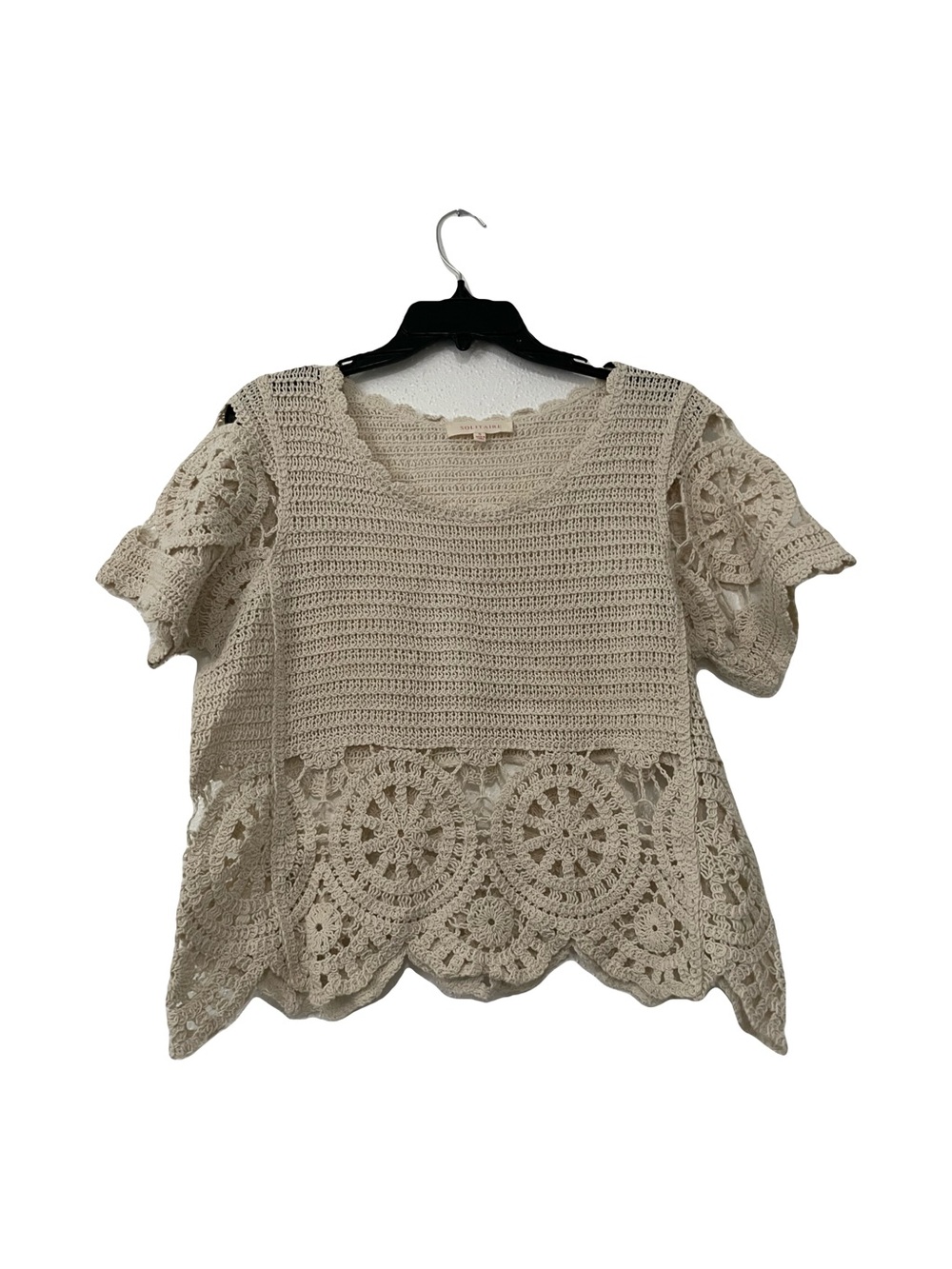 Crochet Scallop-Hem Women’s Top - Beige